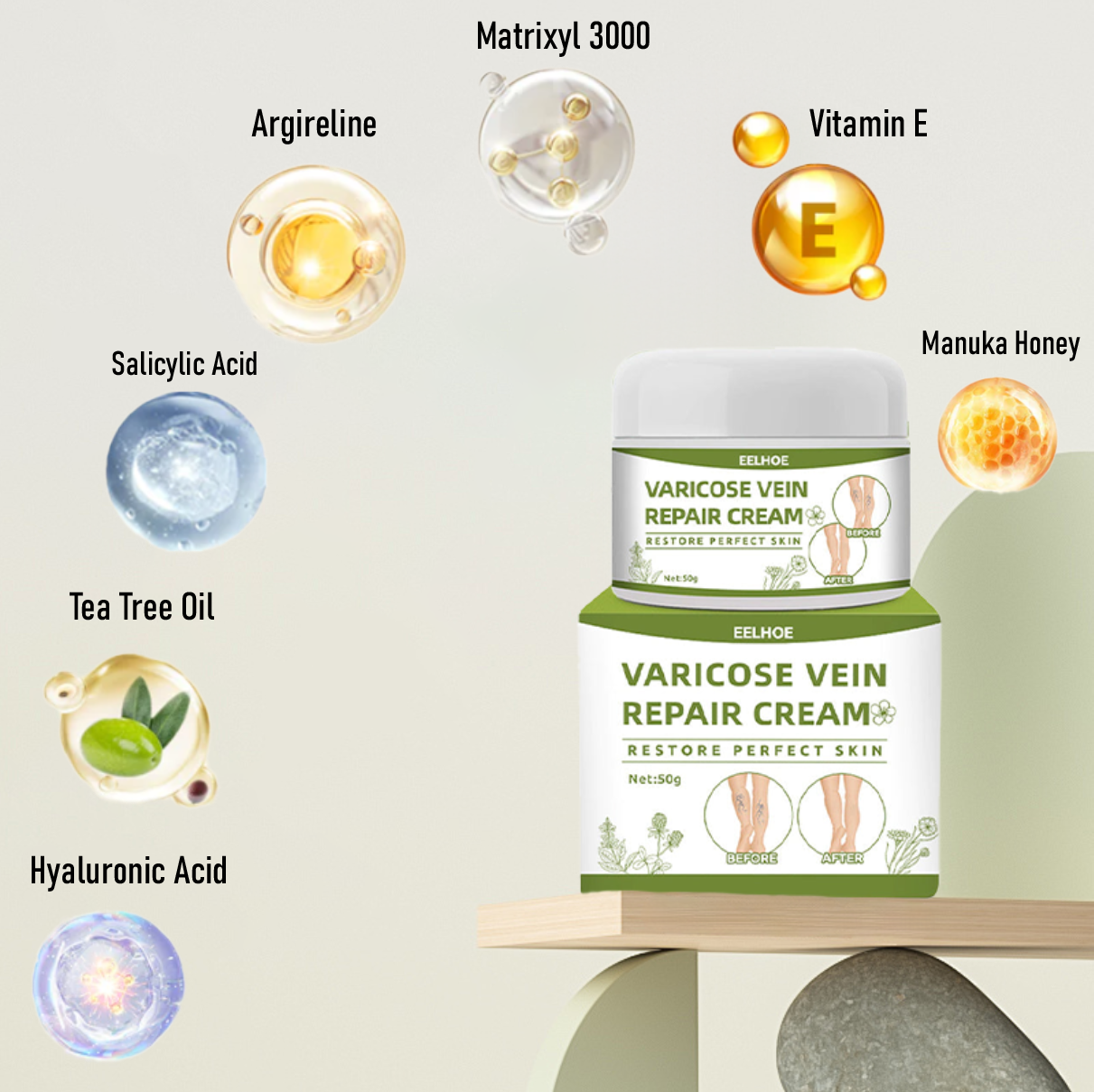 Varicose⢠Vein Repair Cream (Point AAD Recommended) for Varicose Vein Removal, Spider Veins