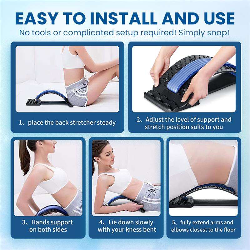 Back Stretecher for Lower Back Pain Relief - 4 Level Adjustable Lumbar Back Cracker Board