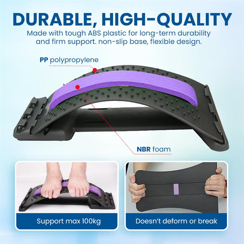 Back Stretecher for Lower Back Pain Relief - 4 Level Adjustable Lumbar Back Cracker Board