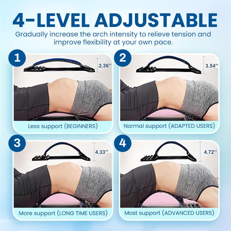 Back Stretecher for Lower Back Pain Relief - 4 Level Adjustable Lumbar Back Cracker Board