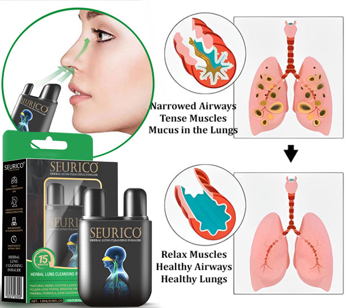 💜✅Official Store Seurico™ herbal lung cleansing inhaler 👨⚕️FDA Certification(💝 Cough, wheezing, shortness of breath, sputum, stuffy nose, bronchitis, bronchitis, allergy symptoms, lung discomfort💝)