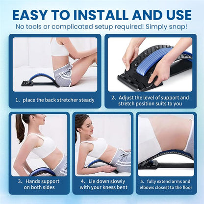 Back Stretecher for Lower Back Pain Relief - 4 Level Adjustable Lumbar Back Cracker Board