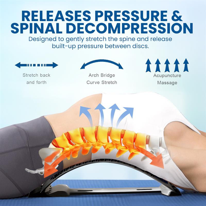 Back Stretecher for Lower Back Pain Relief - 4 Level Adjustable Lumbar Back Cracker Board