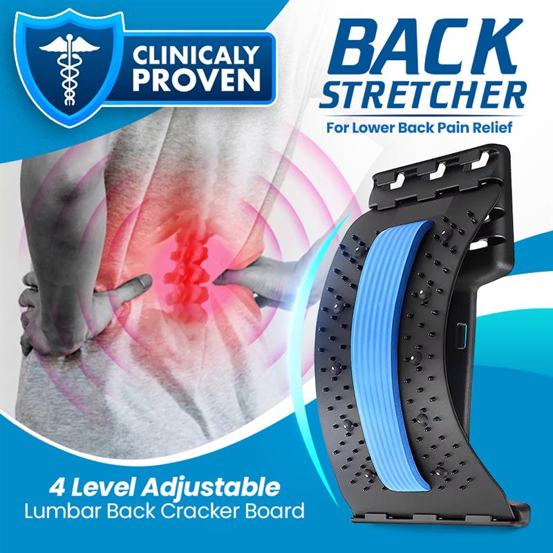 Back Stretecher for Lower Back Pain Relief - 4 Level Adjustable Lumbar Back Cracker Board