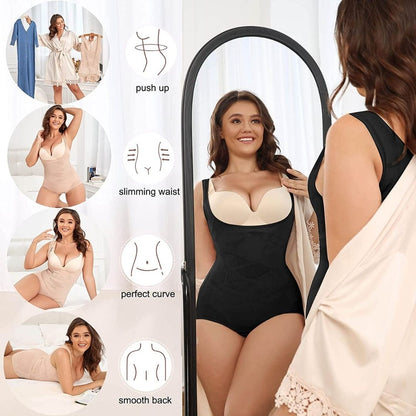 Mesh Criss-Cross Firm Control Shaping Bodysuit