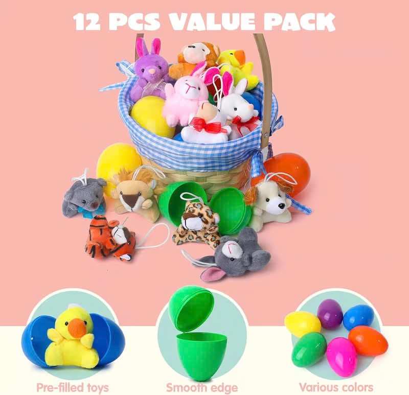 🐰 🐇12/24/36 Pcs Easter Eggs Filled with Plush Friends